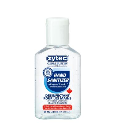 zytec Germ Buster 60ml Hand Sanitizer (Clear Gel) 70-Percent Alcohol 24 Unit Case Pack 60-Milliliters