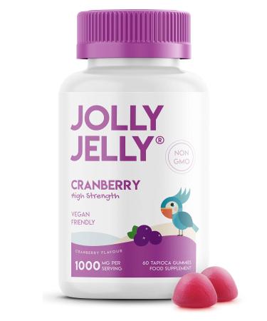 Cranberry Gummies 1000mg - Made with Organic Cranberry Extract High Strength Supplement - Not Capsules or Tablets - Cranberry Flavour - Kosher Halal - 60 Vegan Gummies.