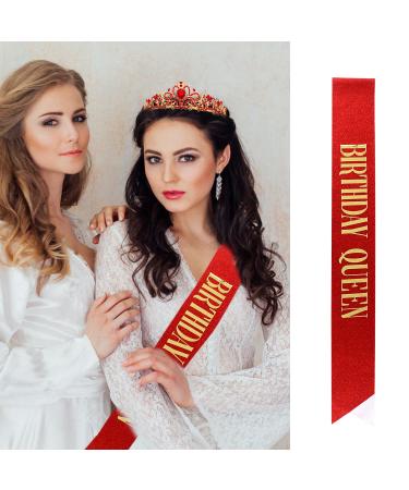 Happy Birthday Queen Tiara & Red Sash - Perfect Women's Birthday Party Supplies & Decorations - Buy Online on GoSupps.com