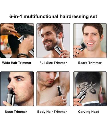 Surker 6 in 1 Beard Trimmer for Men - Cordless Grooming Kit with USB Rechargeable Body, Mustache, and Nose Hair Clippers - Waterproof and Precision Trimmer - Buy Online on GoSupps.com