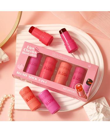 4 Colors Cooling Water Jelly Tint/Blush | Multi-Use Cheek & Lip Gloss | Long-Lasting Vivid Color - Chill (Poppy Pink Coral Berry Red - Buy Online on GoSupps.com