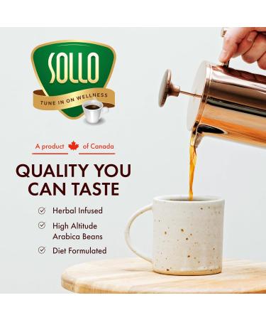 Sollo Slim Decaf Ground Coffee - Infused Blend Dark Roast Bold & Smooth 100% Arabica Specialty Grounds 12 oz - Buy Online on GoSupps.com