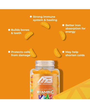 MB One Pharma Kids Vitamin C Gummies -for Immune Support Natural Orange Delicious Flavor (30 Day Supply) Vegetarian Non-GMO Gluten Free No Artificial Sweeteners - Buy Online on GoSupps.com