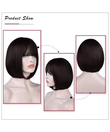 Buy Sofeiyan 11-Inch Short Straight Bob Wig with Pony Synthetic Daily & Party Hair Wig for Black Women in Dark Brown Dark Auburn & Dark Chestnut Brown - Buy Online on GoSupps.com