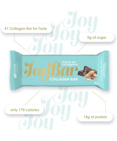 No Sugar Joybar Collagen Bar - Chocolate Peanut Butter - 0g Sugar 14g Protein - Nourish Inside & Out - Low Calorie High Protein Snack - Supports Skin Hair Nails & Joint Health - 12 Pack - Buy Online on GoSupps.com