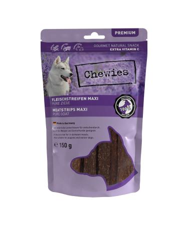Chewies meat strips maxi made of 100% goat - 150 g - strips of meat for dogs - dried goat meat curved - hypoallergic & grain -free - D rr meat from the goat goat 150 g (1 Pack)