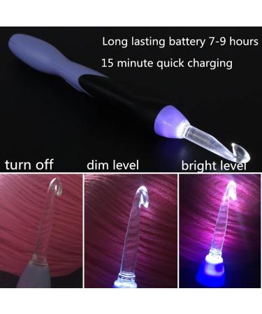Rechargeable Lighted Crochet Hooks Set | 9 Interchangeable Heads with Accessories - Blue Case | LED Crochet Hook Kit - Buy Online on GoSupps.com