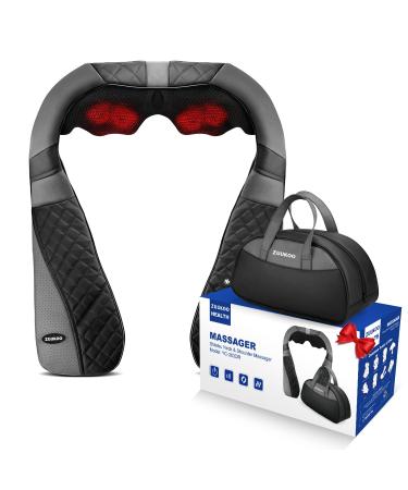 Shoulder Massager, ZUUKOO HEALTH Shiatsu Massager for Neck and Back with Heat - 3D Deep Tissue Kneading Massage Pillow - Electric Full Body Massager with Carrying Bag - Gift for Men / Women with bag