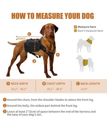 Hound Dog Harness with Detachable Saddle Bags&Leash | Travel,Camp&Hike Backpack for Medium&Large Dogs - Black - Buy Online on GoSupps.com
