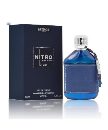 Dumont NITRO BLUE - 3.4oz - Eau De Parfum - Men s Perfume with Fruity Floral Woody & Masculine Fragrance - Long Lasting Cologne Mist & Body Spray - for Him