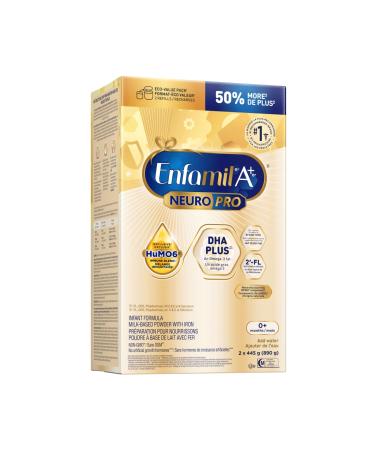 Enfamil A+ NeuroPro Baby Formula Refill Carton with an expert recommended level of DHA* with our exclusive blend including 2 FL for immune support 0-12 months 2 x 445g (890g)