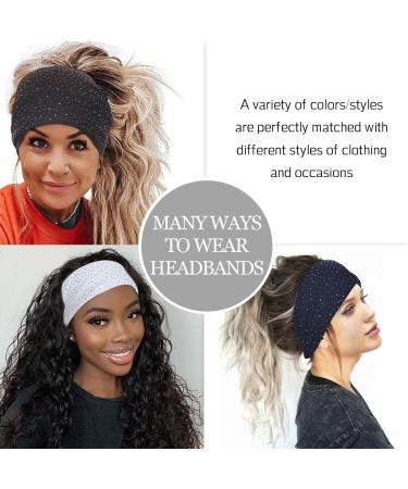 CAKURE Crystal Rhinestone Wide Headbands, Pack of 3 - Black Turban Head Wraps for Women and Girls - Buy Online on GoSupps.com