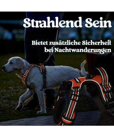 Rabbitgoo Dog Harness for Large Dogs - Adjustable No-Choke Soft Padded Reflective Chest Harness with Handle - Anti-Train Design - Orange (1 Pack) - Buy Online on GoSupps.com