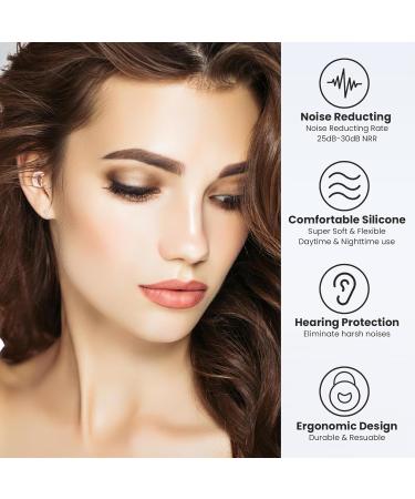 Premium Earplugs for Sleeping - Noise Reduction Soft Silicone 7 Pairs & Cord Included Hearing Protection for Work & Concerts - 25dB-30dB Rose Pink - Buy Online on GoSupps.com