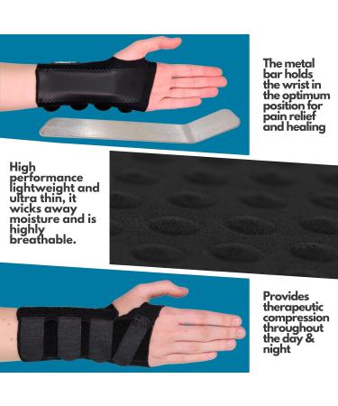 Solace Bracing Cool-Flow Wrist Support - British Made NHS Brace w/Metal Splint - Black - L - Left Large Hand - Carpal Tunnel Arthritis Tendonitis RSI Fractures - Buy Online on GoSupps.com