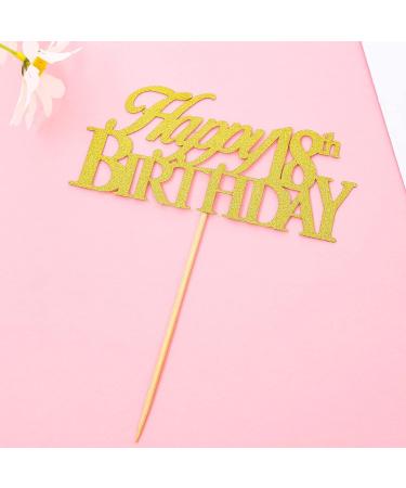 Happy 18th Birthday Cake Topper - 18 Years Old Adult Party Cake Topper Gold Cake Decoration Wedding Anniversary Decoration Photo Booth Props 18th Birthday Present (Gold) - Buy Online on GoSupps.com