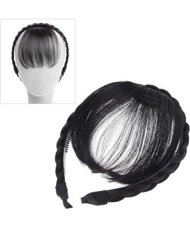 Solustre Braids Womens Hard Headband with Bangs Forehead Natural Hair Fringe Wigs Extensions Bangs Hairband for Women Girls (Black) - Buy Online on GoSupps.com