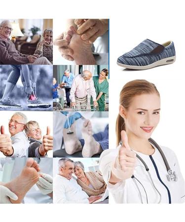 Men's Lightweight Walking Mesh Diabetic Shoes | Breathable Orthopedic Slippers for Elderly | Adjustable Straps | Wide Fit | 6.5 Dark Blue - Buy Online on GoSupps.com
