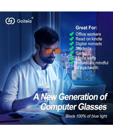 Goiteia 100% Blue Light Blocking Glasses - Computer & Gaming Glasses for Better Sleep | Anti-Eye Strain | International Shipping Available - Buy Online on GoSupps.com