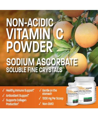 Sodium Ascorbate Non Acidic Vitamin C Powder - Non GMO Crystals for Immune Support - 1lb (454g) Pack - Buy Online on GoSupps.com