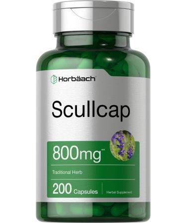 Horb ach Scullcap Capsules | 800 mg | 200 Count | Max Potency Value Size | Non-GMO and Gluten Free Supplement | Scutellaria Baicalensis