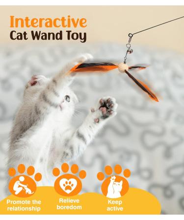 Pawaboo Interactive Cat Toys - 35 Catangel Stable with 2 Springs & Flexible Steel Wire Handle - Magic Wand for Kittens & Cats - Orange - Buy Online on GoSupps.com
