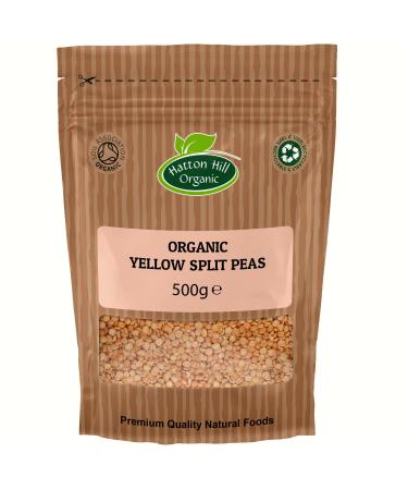 Organic Yellow Split Peas 500g by Hatton Hill | Quick Cook Dried Pigeon Non-Irradiated Non-GMO Certified Organic by UK SOIL Association.