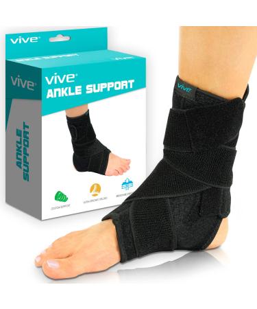 Vive Sprained Ankle Brace for Women Men - Right or Left Compression Foot Immobilizer Support - Basketball Volleyball Neoprene Stabilizer Wrap Protector - Tendonitis Heel Spur Running Feet Sprain