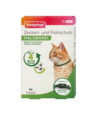 Beaphar - tick and flea protection collar for all cats from 12 weeks - repellent - 4 months protection against ticks fleas and mosquitoes - band length 35 cm - silver / black reflective green 4 months - Buy Online on GoSupps.com