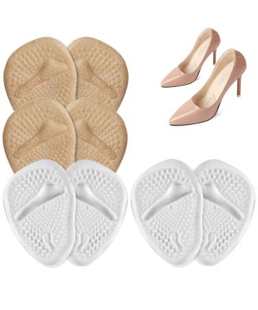Dawnieee insoles for high heel pillows women 4 pair of bale cushions gel forefoot pillow footpolster pads shoe inserts AntiSlip for gel upholstery forehead linger protection silicone pads onesize 2 -white color