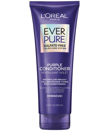 L'Oréal Hair Care EverPure Sulfate Free Brass Toning Purple Conditioner for Blonde Bleached Silver or Brown Highlighted Hair - 6.8 Fl. Oz