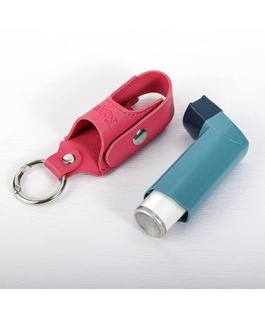 Asthma Inhaler Holder - PU Leather Travel Case for L-Shaped Inhalers (Rose Red) - Durable & Stylish Carrying Solution - Buy Online on GoSupps.com
