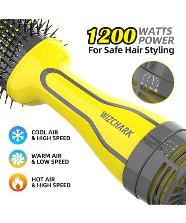 Buy Dual Voltage Hair Dryer Brush - Wizchark Hot Air Brush for European Travel | 110v-240v | Negative Ion Straightening & Curling - Buy Online on GoSupps.com