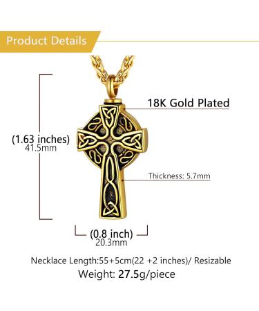 U7 Women s Cremation Urn Necklace - Celtic Knot Dog Feet Wings & Crucifix - Gold Stainless Steel Ash Jewelry for Men - Buy Online on GoSupps.com