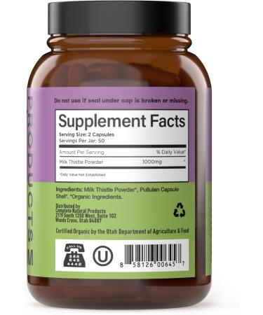 Complete Natural Products Pure Organic Milk Thistle Capsules - 500 mg Silymarin Powder 100 Pills 100 Count (Pack of 1) - Buy Online on GoSupps.com