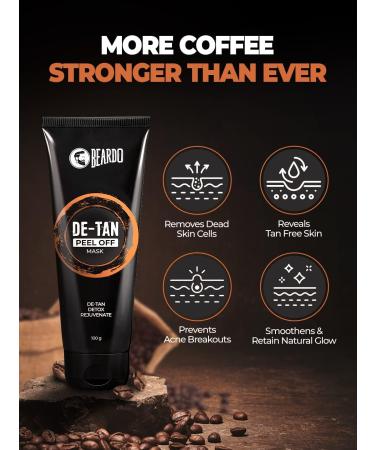 Beardo De-tan Peel Off Face Mask for Men - Purifying & Deep Cleansing (100g) | Removes Dead Cells & Dirt All Skin Types Retain Natural Glow - Buy Online on GoSupps.com