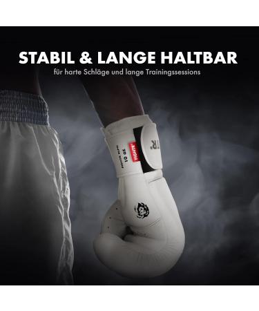 Fightr Real Leather Boxing Gloves - 10-16 oz for Men & Women | MMA Muay Thai Kickboxing & Martial Arts - Includes Carrying Bag - 12 oz Off White - Buy Online on GoSupps.com