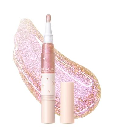 FOCALLURE Glitter Lip Gloss High Shine Shimmer Lipstick Long Lasting Plumping Lipgloss Hydrating Moisturizing Non-Sticky and Lightweight Formula for Lip Color Iridescent