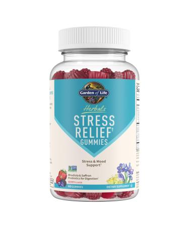 Garden of Life Herbals Stress Relief Gummy with Rhodiola & Saffron for Positive Mood & Stress Response Plus Prebiotics & Probiotics for Digestive Support Gluten-Free Berry Flavor 30 Servings