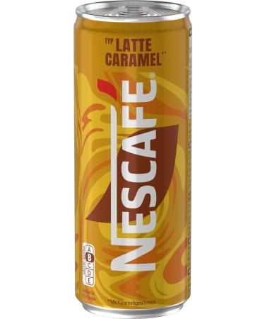 Nescaf Ready-to-Drink Latte Caramel - Ice Cream Coffee with Caffeine | 12x250ml Cans - Perfect On-the-Go Refreshment - Buy Online on GoSupps.com