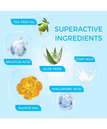  OUKEYA OUKEYA 10% Sulphur Soap Goat's Milk Soap Salicylic Cide Tea Tree Oil Aloe Vera Antibacterial Soothing Deep Cleaning Repair of the Skin-Barrier 4 x 115g - Buy Online on GoSupps.com