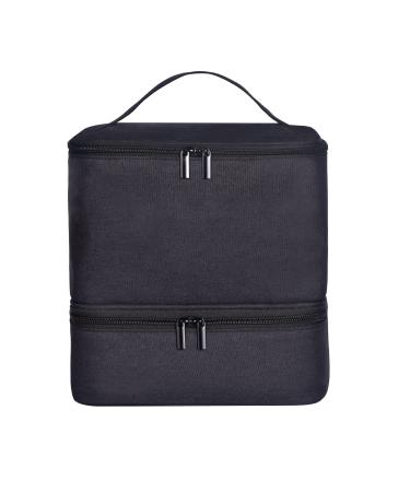 Nail Polish Carrying Case 30 Bottles Double Layer Nail Polish Storage and Nail Dryer Holds 30 Bottles Style B Black