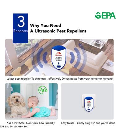 Ultrasonic Pest Repeller 2 Pack - Humane Mice Control & Electronic Insect Repellent for Rodent, Bed Bug, Spider, Rat - Buy Online on GoSupps.com