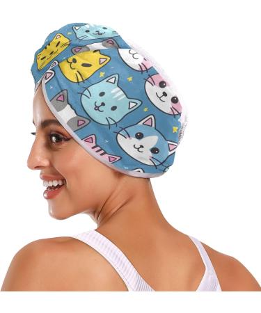 Super Absorbent Pink Blue White Cat Hair Towels 2 Pack | Quick Dry Hair Turbans for Women & Girls - Buy Online on GoSupps.com