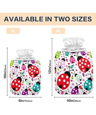 2L Durable Heat Bottle for Pain Relief - Colorful Ladybug & Flower Design | Warm-Up Bag for Hands Feet Shoulders & Neck - Ideal for Cramps & Heat Therapy - Buy Online on GoSupps.com