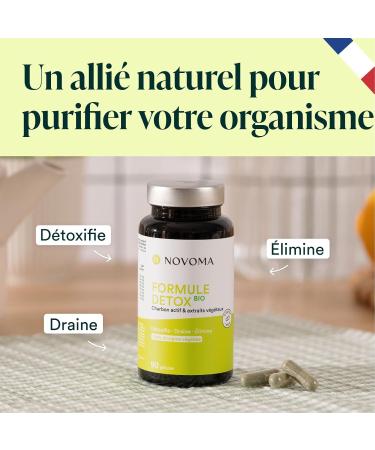 NOVOMA Organic Detox Formula Liver Purification & Digestion With Activated Carbon Milk Thistle Chlorella & Ginger 1 Month Cure 90 Capsules Vegan Made in France - Buy Online on GoSupps.com