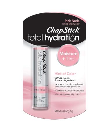 ChapStick Total Hydration Moisture + Tint Pink Nude Tinted Lip Balm Tube, Tinted Moisturizer - 0.12 Oz No Flavor 0.12 Ounce (Pack of 1)