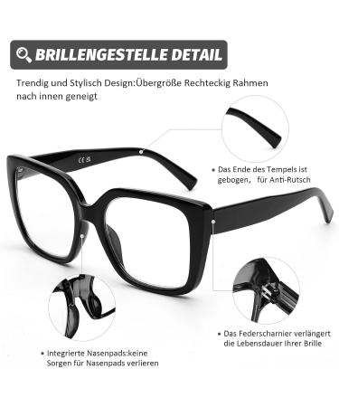 DOOViC Blue Light Filter Glasses for Women - Oversized JS028 Black 1.75x Reading Glasses - Stylish & Comfortable - Buy Online on GoSupps.com