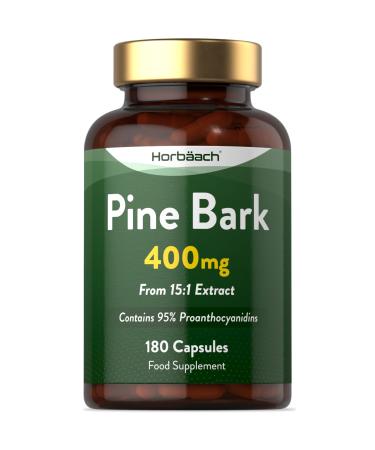 Pine Bark Extract Supplement 400mg | 180 Capsules | High Strength | 15:1 Pine Bark Extract | 95% Proanthocyanidins | by Horbaach - Buy Online on GoSupps.com