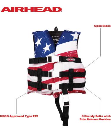 SPORTSTUFF Stars and Stripes Life Jacket - US Coast Guard Approved Type III - Adult, Child, Youth Sizes - Buy Online on GoSupps.com